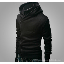 Casual Hooded Inclined Zipper Stand Collar Men′s Fleece Coat